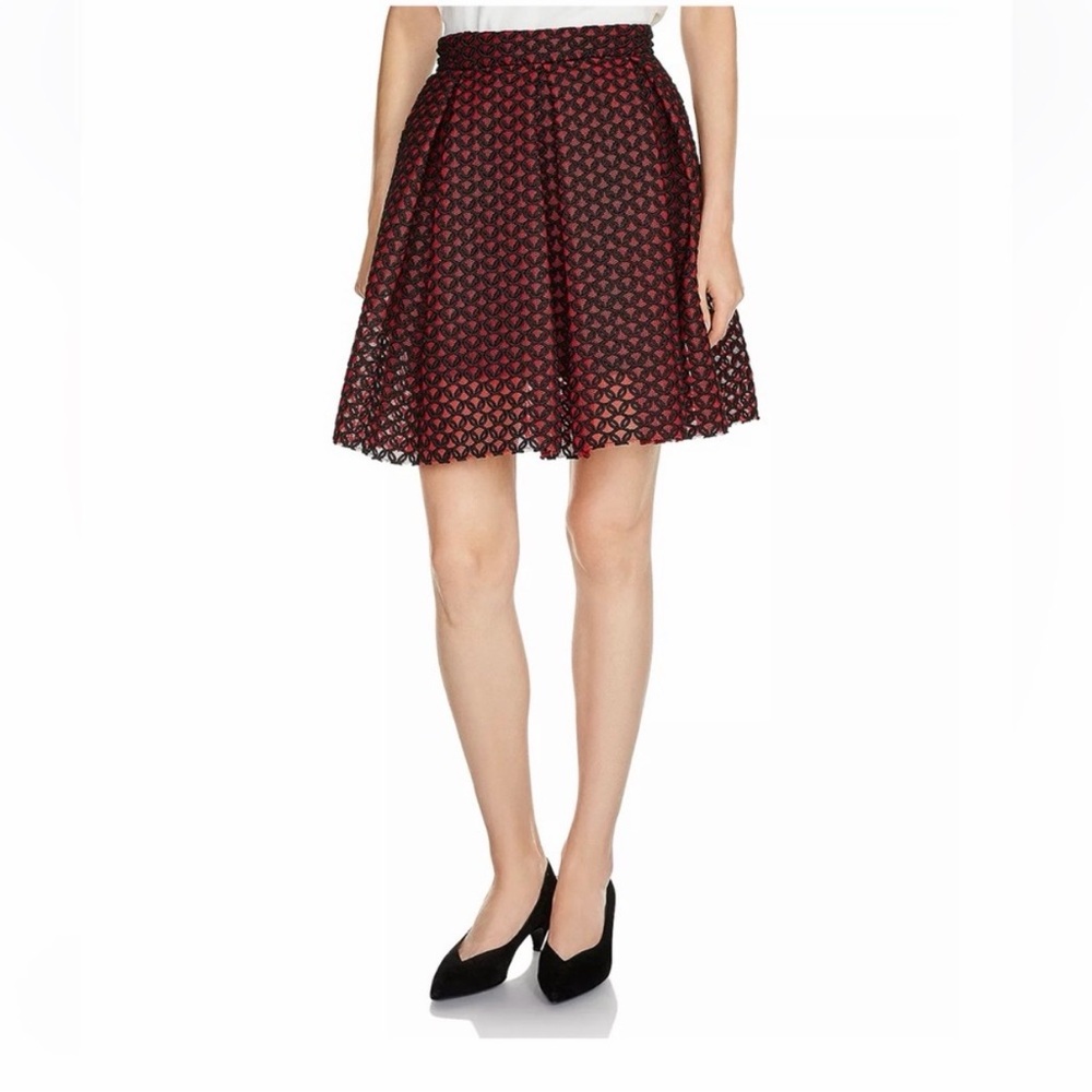 New Maje pleated red black skirt, size 1, new without tag